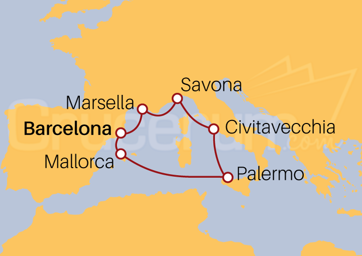 Itinerario Crucero Mediterráneo 2024