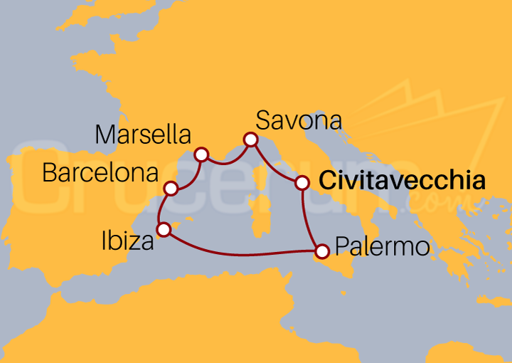 Itinerario Crucero Mediterráneo desde Roma