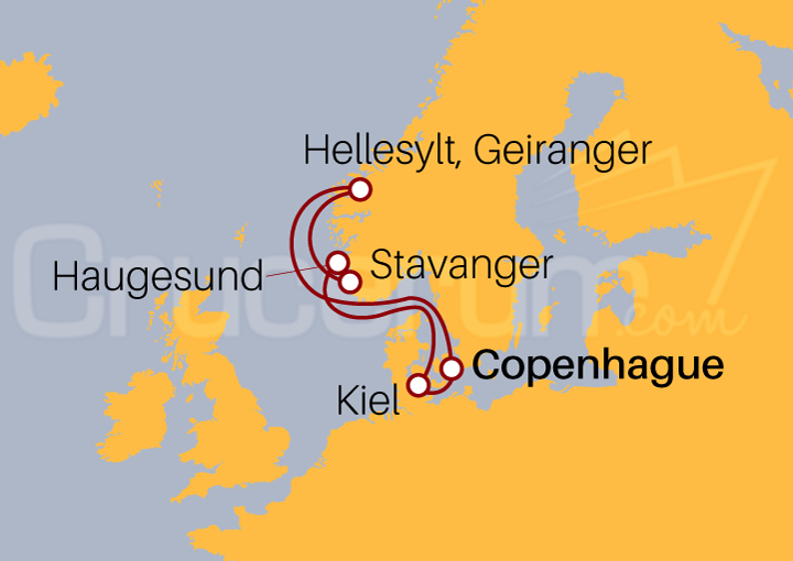 Itinerario Crucero Fiordos Noruegos 2024 V