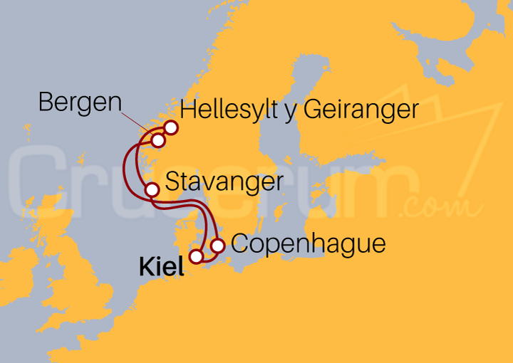 Itinerario Crucero Fiordos 2024 desde Kiel I