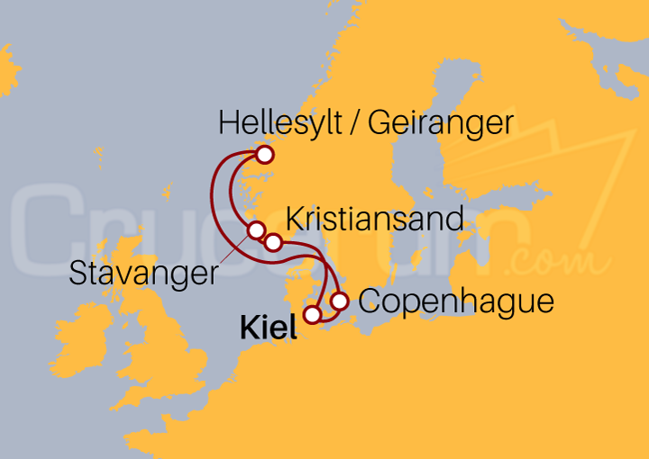 Itinerario Crucero Fiordos desde Kiel
