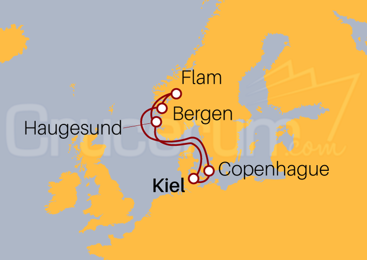 Itinerario Crucero Fiordos Noruegos desde Kiel I