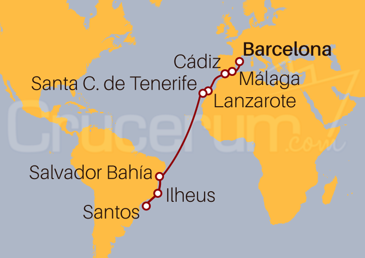 Itinerario Crucero De Barcelona a Santos