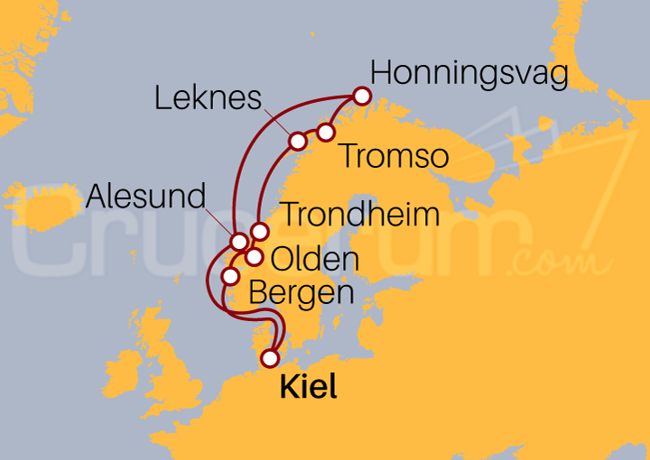 Itinerario Crucero Fiordos Noruegos 2024