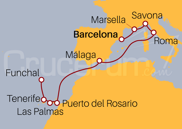 Itinerario Crucero Mediterráneo e Islas Canarias