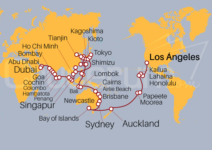 Itinerario Crucero Maravillas de Asia y Expedición por el Pacífico