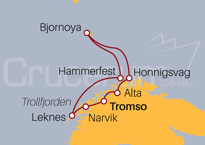 Itinerario Crucero Noruega desde Tromso