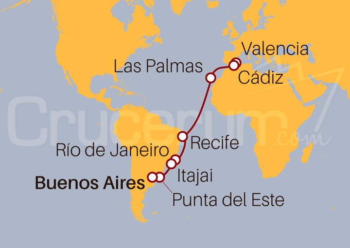 Itinerario Crucero De Buenos Aires a Valencia