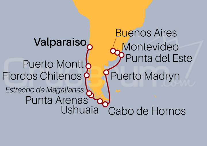 Itinerario Crucero Sudamérica y Patagonia por Fiestas Navideñas