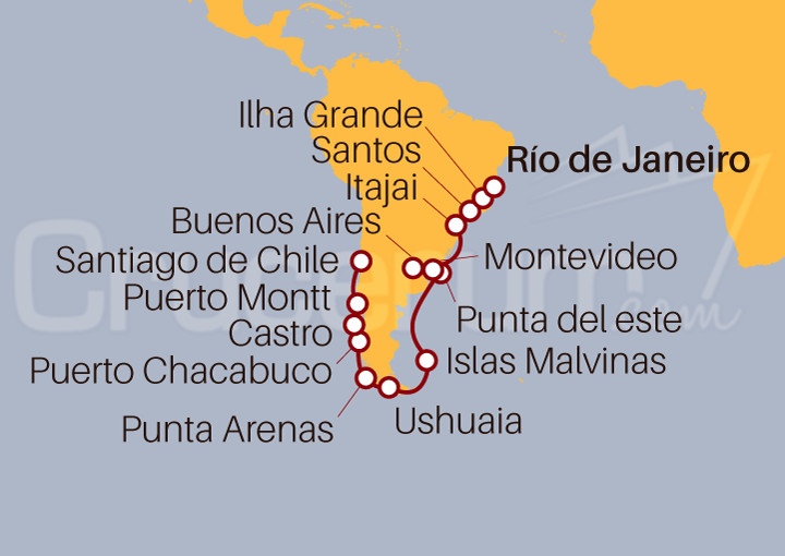 Itinerario Crucero De Río de Janeiro a Santiago de Chile