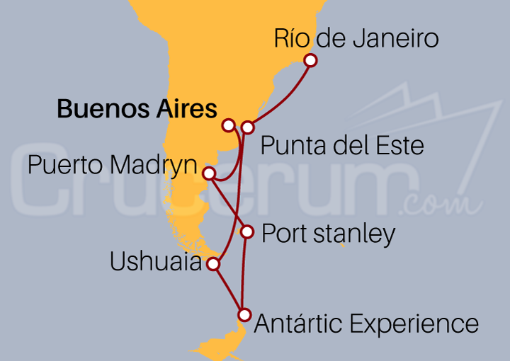 Itinerario Crucero Península Antártica desde Buenos Aires