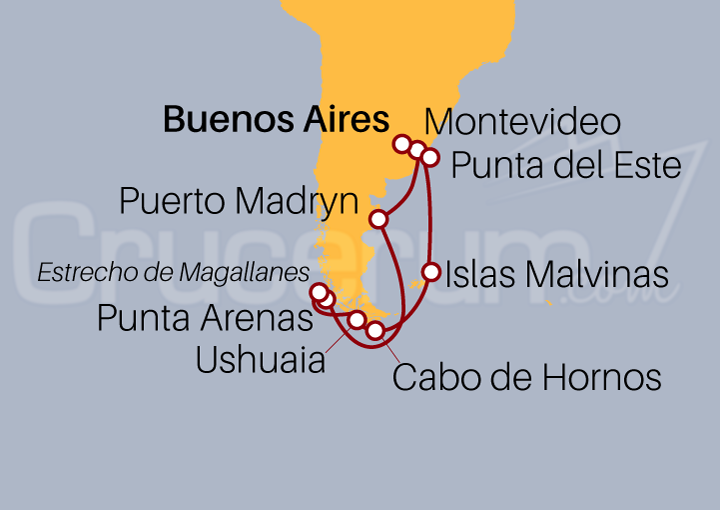 Itinerario Crucero Patagonia desde Argentina