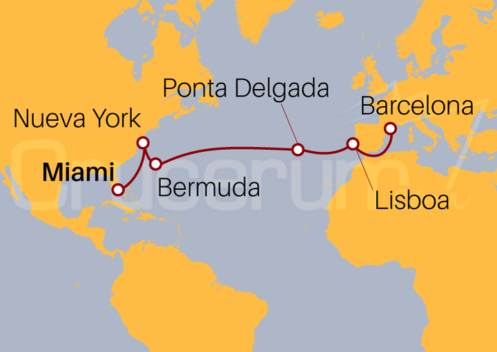 Itinerario Crucero De Miami a Barcelona