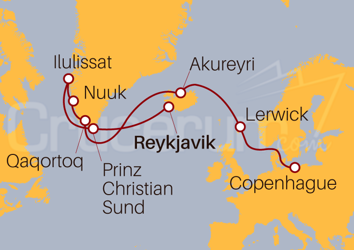 Itinerario Crucero De Reykjavik a Copenhague I