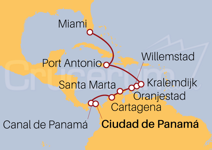 Itinerario Crucero Panamá por el Caribe
