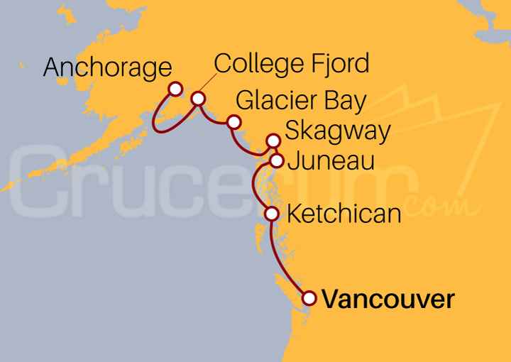 Itinerario Crucero Alaska 2024