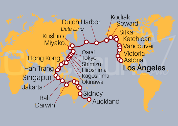 Itinerario Crucero Desde Los Ángeles a Auckland