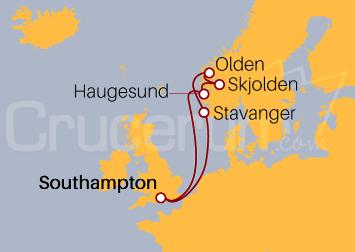 Itinerario Crucero Fiordos Noruegos 2025