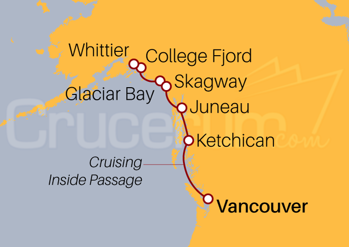 Itinerario Crucero Alaska 2024