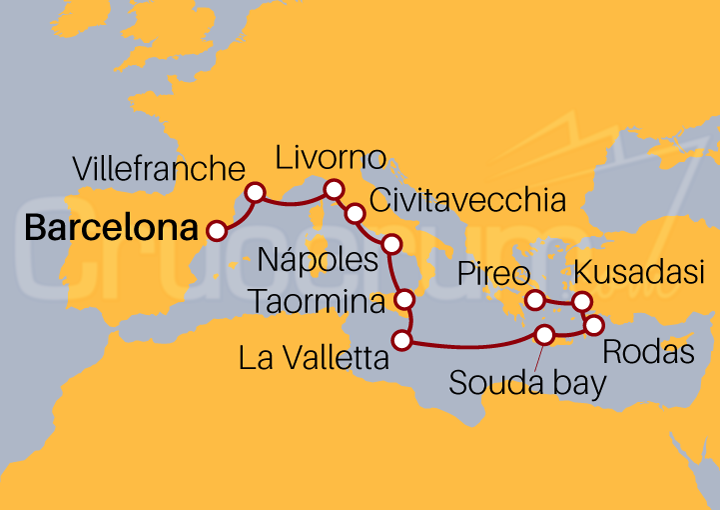 Itinerario Crucero De Barcelona a Pireo