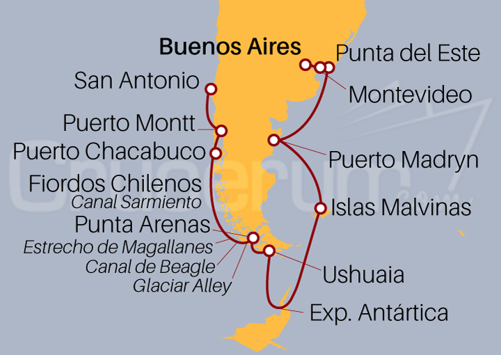 Itinerario Crucero De Buenos Aires a San Antonio