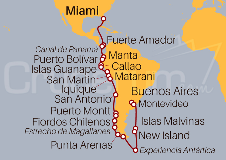 Itinerario Crucero De Miami a Buenos Aires