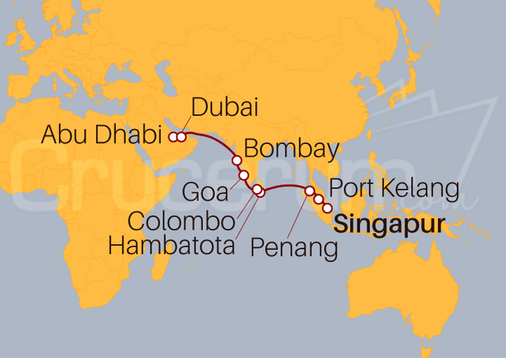 Itinerario Crucero De Singapur a Dubái