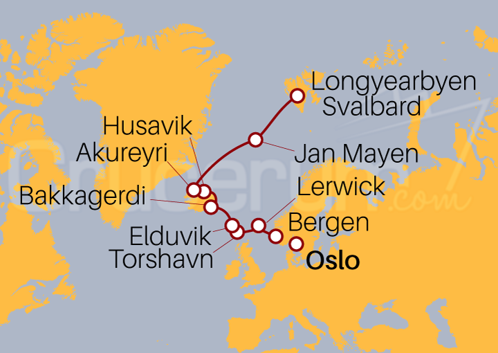Itinerario Crucero Isla Hopping, Islandia e Islas Feroe