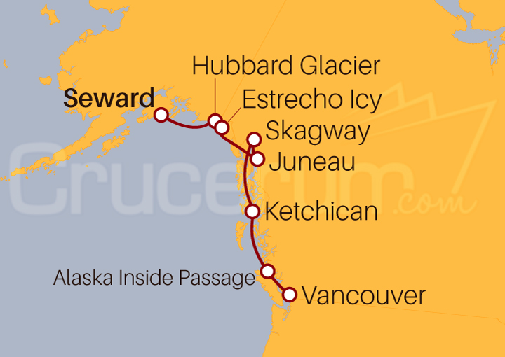 Itinerario Crucero Alaska - Desde Seward a Vancouver
