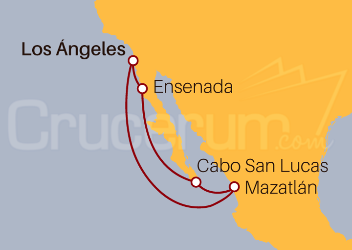 Itinerario Crucero Ensenada, Cabo San Lucas y Mazatlan
