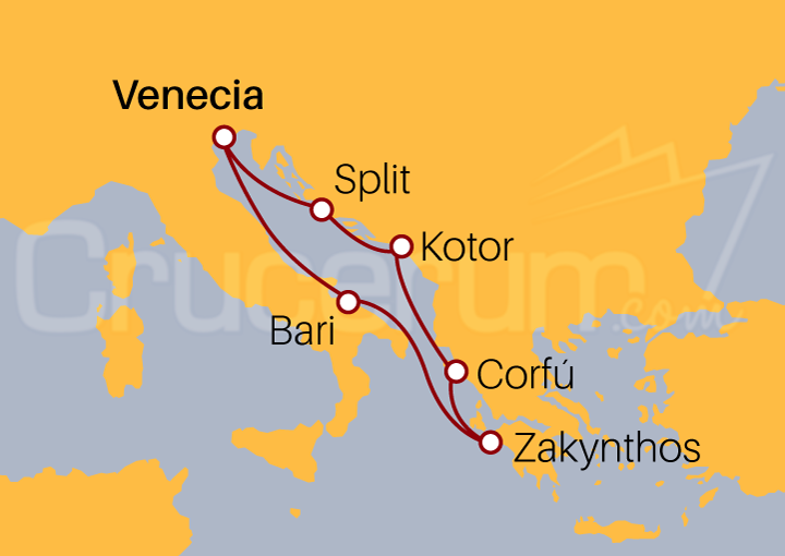 Itinerario Crucero Mediterráneo desde Venecia