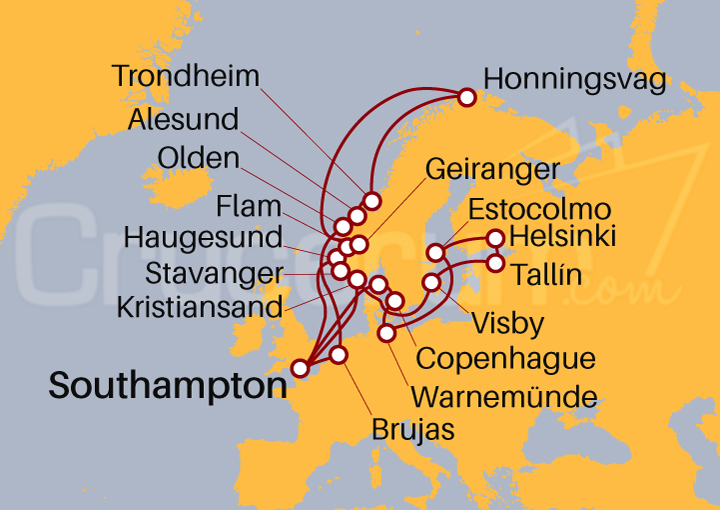 Itinerario Crucero Fiordos Noruegos y Capitales Bálticas
