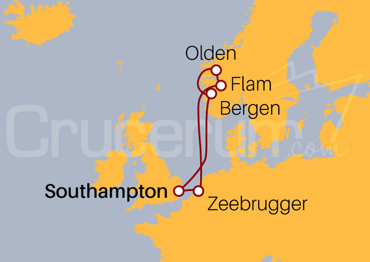 Itinerario Crucero Fiordos Noruegos desde Southampton