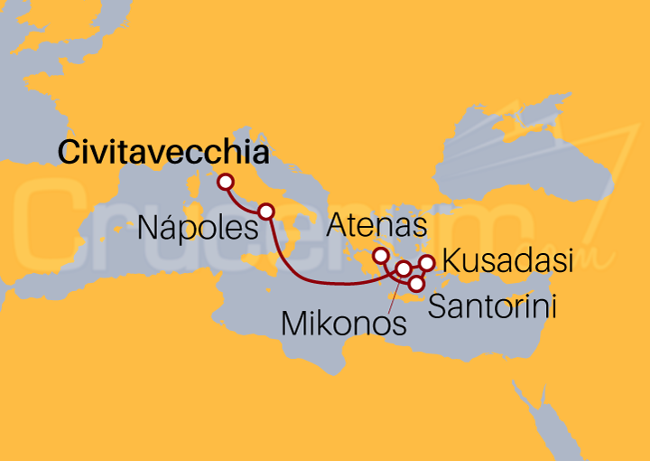 Itinerario Crucero Islas Griegas desde Civitavecchia (Roma)