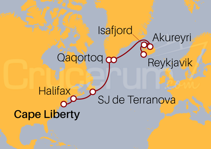 Itinerario Crucero Canadá, Islandia y Groenlandia