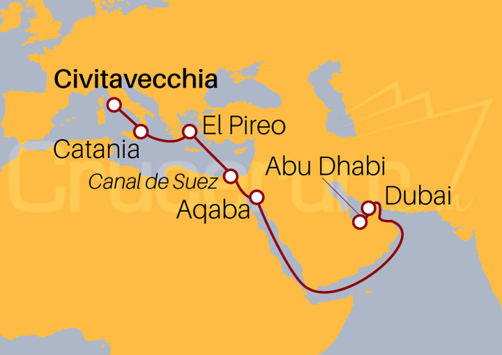 Itinerario Crucero De Civitavecchia a Dubai