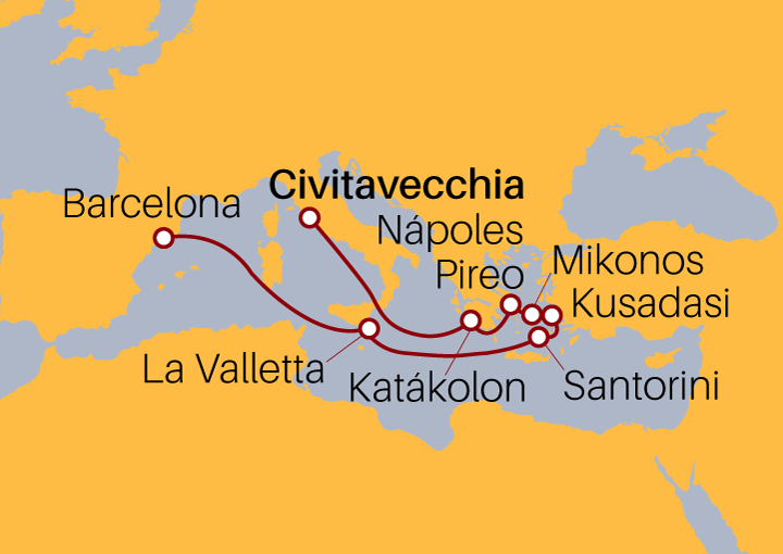 Itinerario Crucero Islas Griegas hasta Barcelona