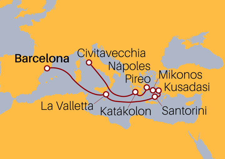 Itinerario Crucero Islas griegas desde Barcelona