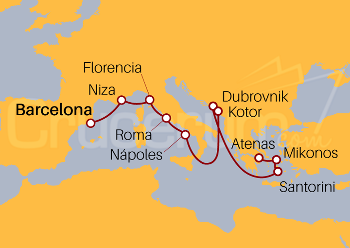 Itinerario Crucero De Barcelona a Atenas