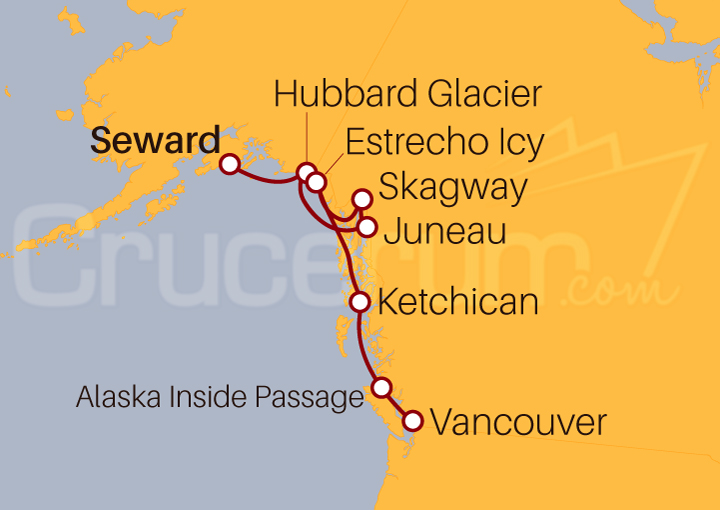 Itinerario Crucero De Seward a Vancouver