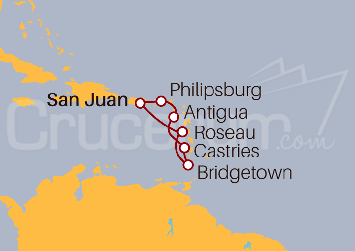Itinerario Crucero Islas del Caribe Oriental