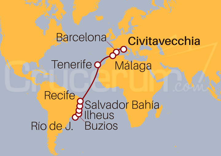 Itinerario Crucero De Civitavecchia a Río de Janeiro