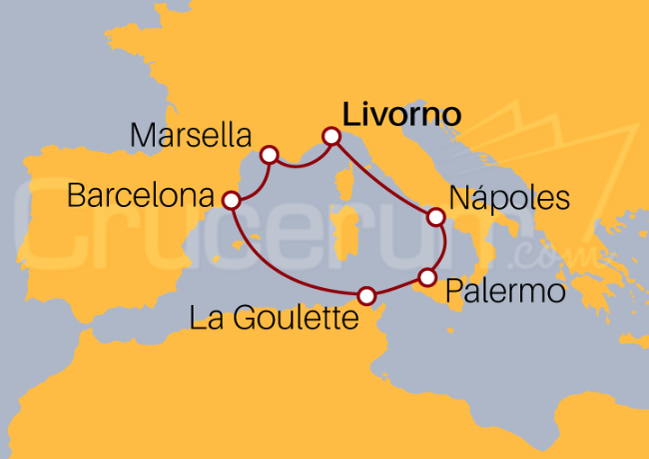 Itinerario Crucero Mediterráneo desde Livorno