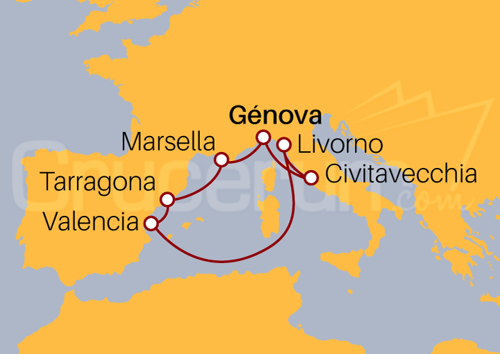 Itinerario Crucero Mediterráneo desde Génova 2024