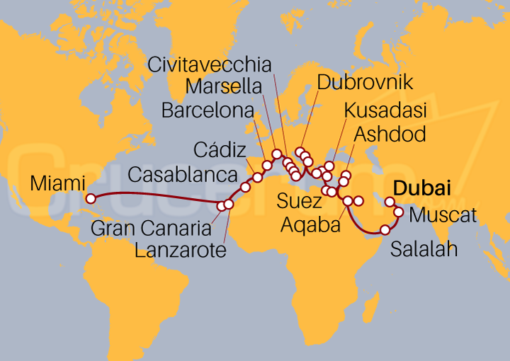 Itinerario Crucero De Dubai a Miami