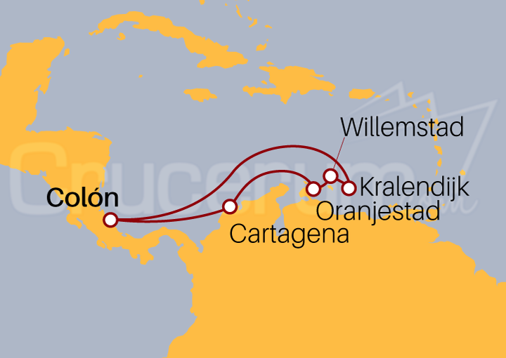 Itinerario Crucero Colón, Cartagena y Antillas Holandesas