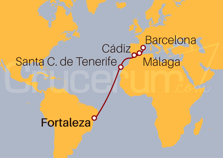 Itinerario Crucero De Barcelona a Fortaleza