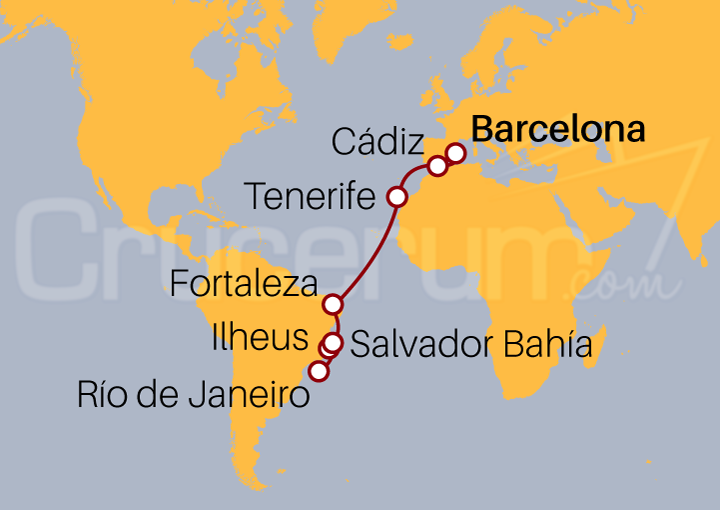 Itinerario Crucero De Barcelona a Río de Janeiro