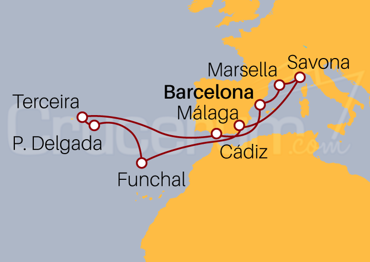 Itinerario Crucero España e Islas Portuguesas
