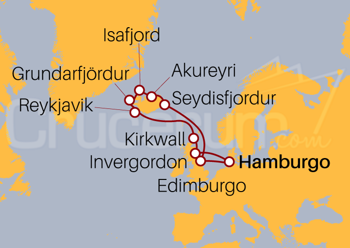 Itinerario Crucero Rumbo a Islandia